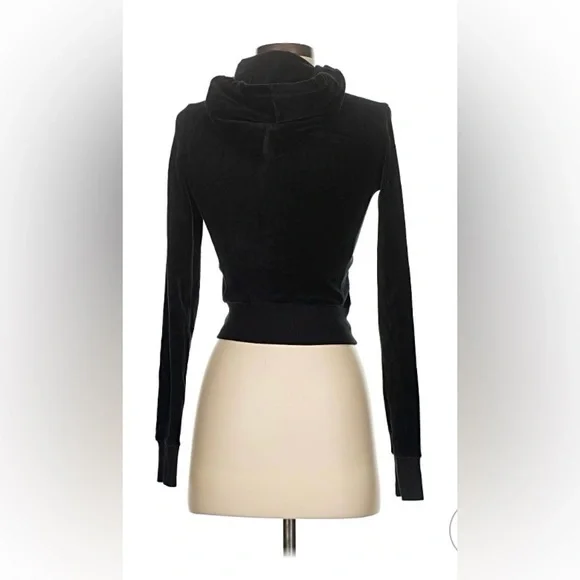 🦋2 For $50🦋Black Velour Zip-Up Hoodie - Picture 2 of 6